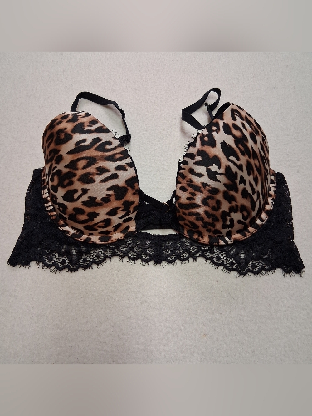 La SENZA Leopard Lace-Trim Push-Up Bra - Black & Brown